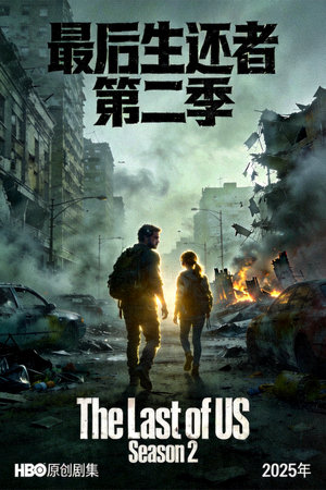 美剧《最后生还者》第二季海报，主角在末日废墟中前行